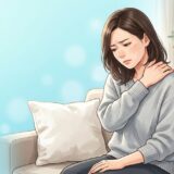肩こりに悩む女性のイラスト
