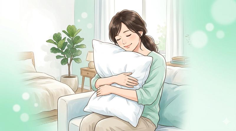 枕を使ったセルフケアのイメージ